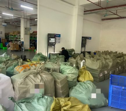 Mail bags staged for export air freight